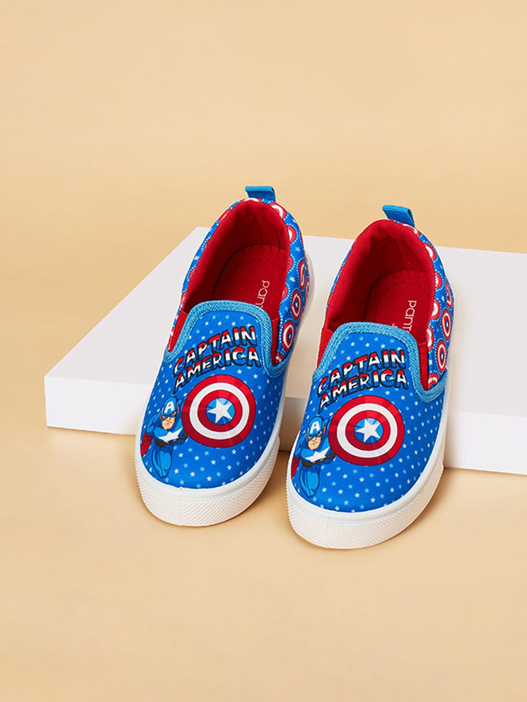 

Pantaloons Junior Boys Captain America Printed Slip-On Sneakers, Blue