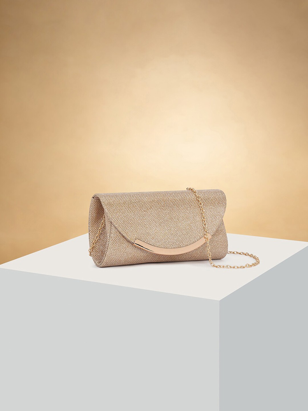 

Forever Glam by Pantaloons Textured Box Clutch, Gold