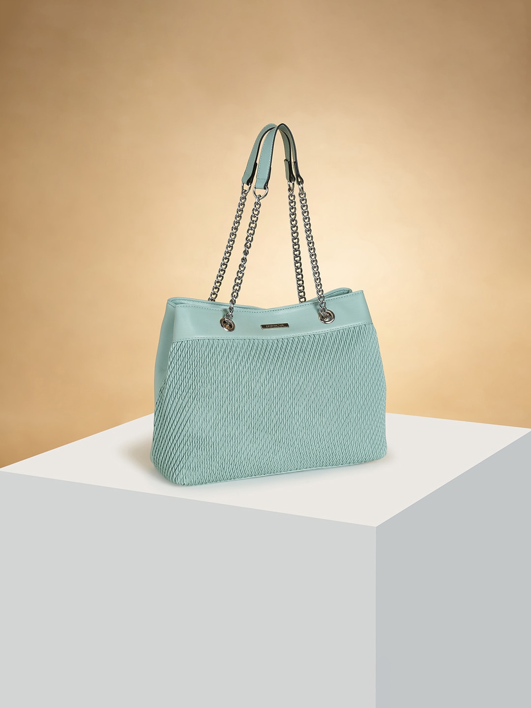 

Forever Glam by Pantaloons Textured Structured Handheld Bag, Blue