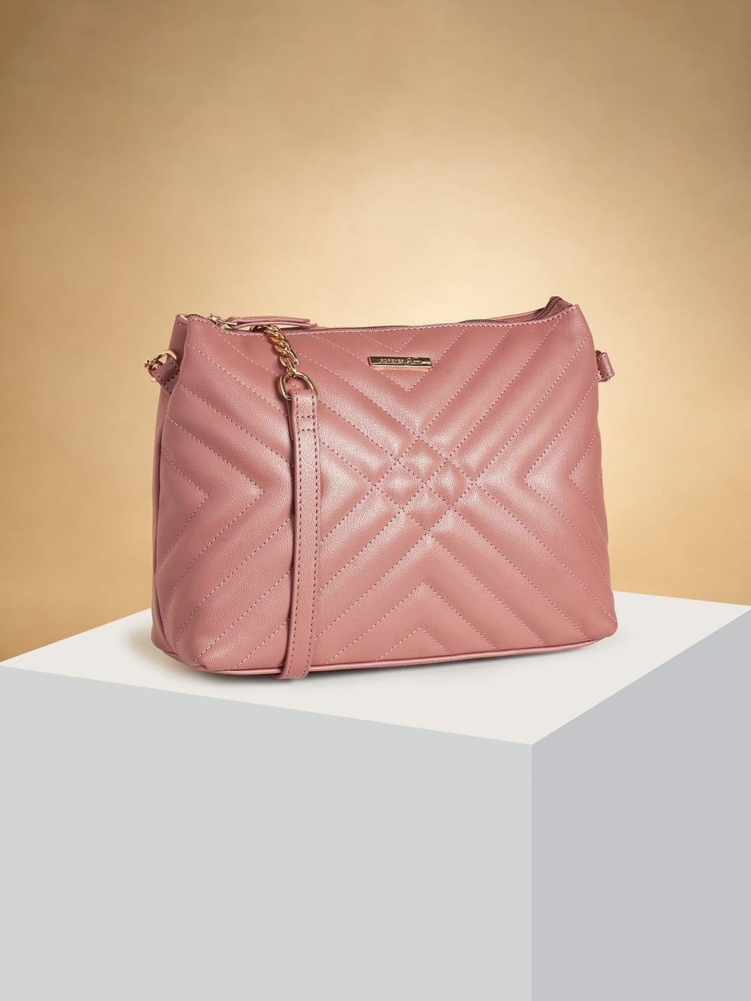 

Forever Glam by Pantaloons Textured Structured Shoulder Bag, Pink