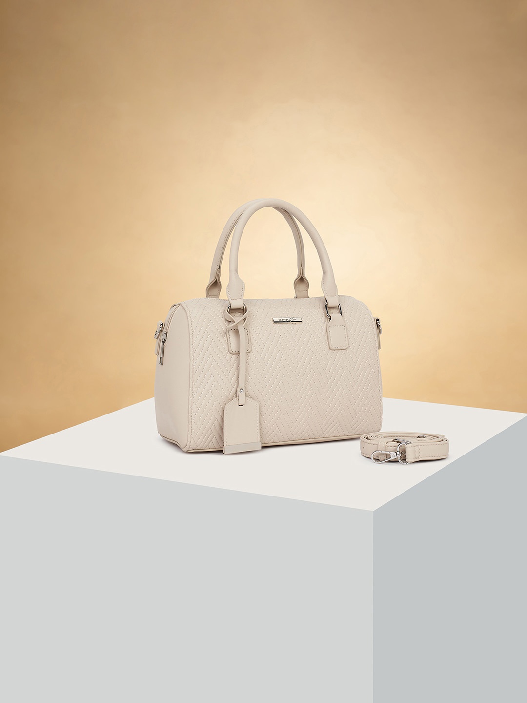 

Forever Glam by Pantaloons Structured Handheld Bag, Beige