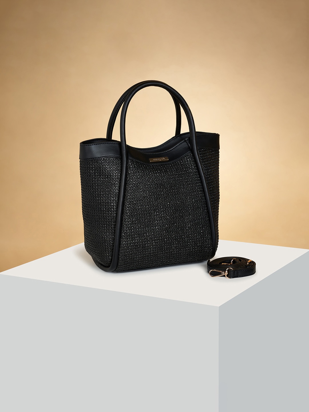 

Forever Glam by Pantaloons Textured Bucket Handheld Bag, Black