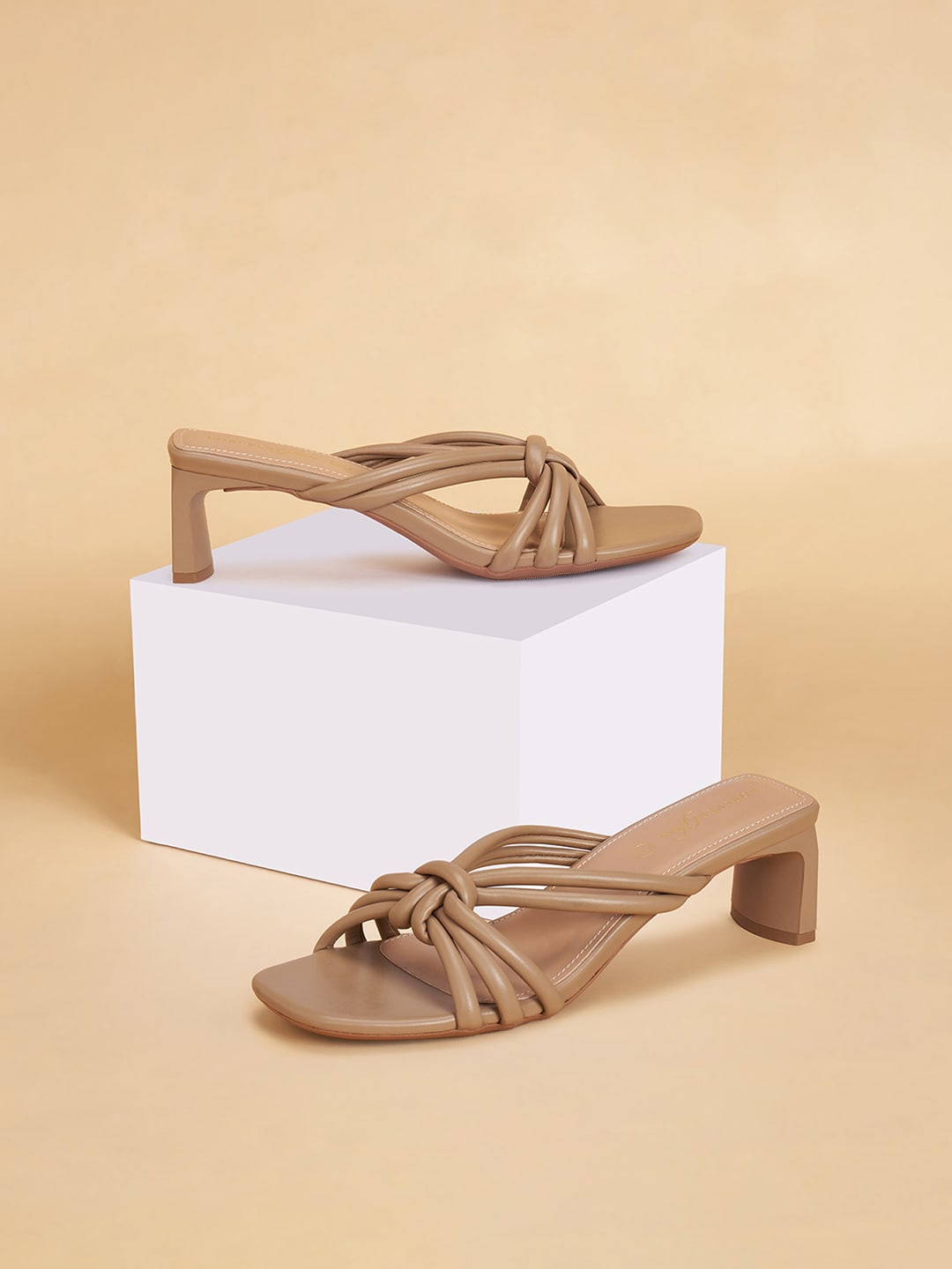 

Forever Glam by Pantaloons Strappy Block Heels, Taupe