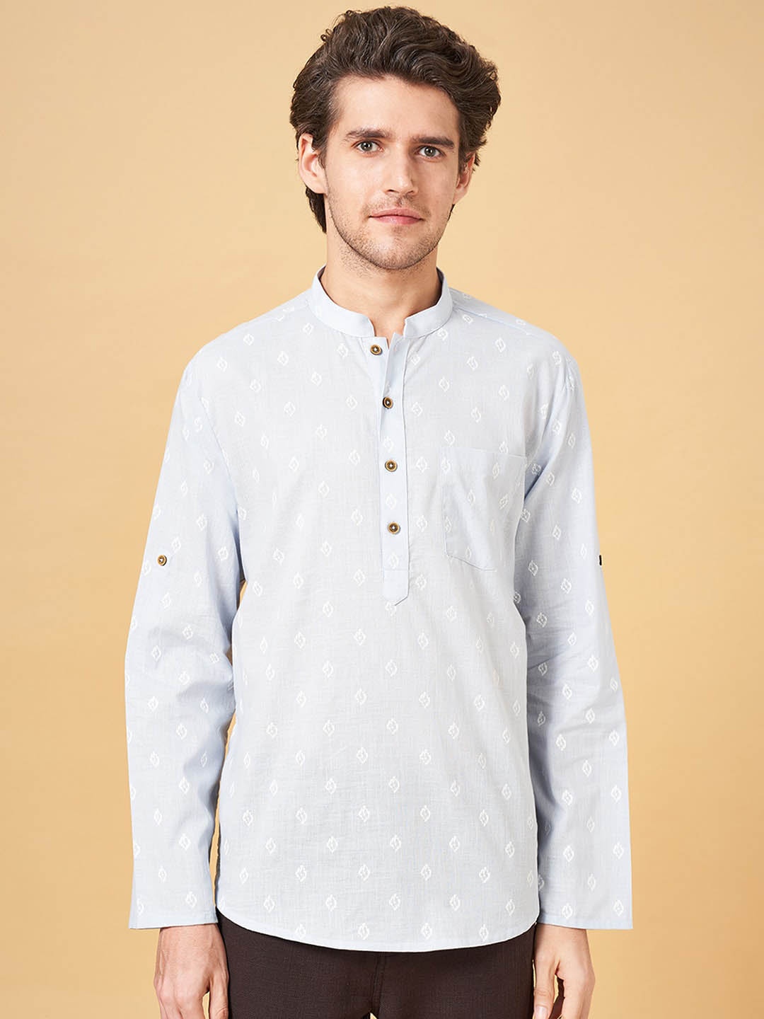

indus route by Pantaloons Ethnic Motifs Woven Design Kurta, Blue