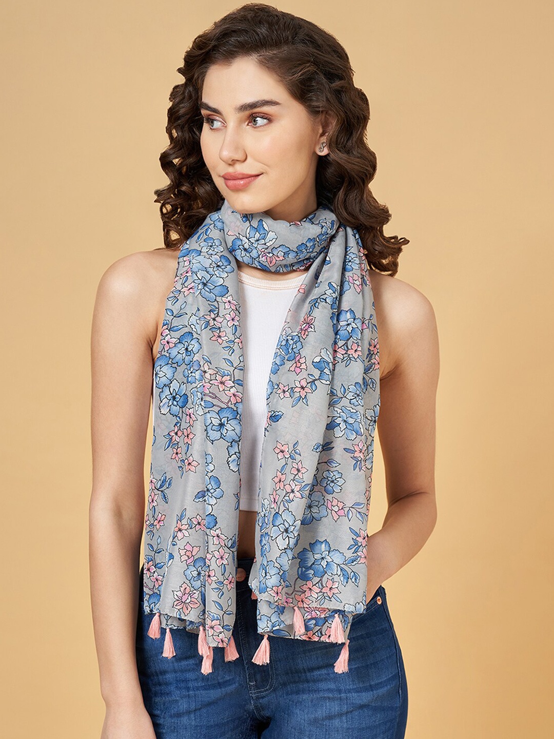 

Honey by Pantaloons Floral Printed Scarf, Blue