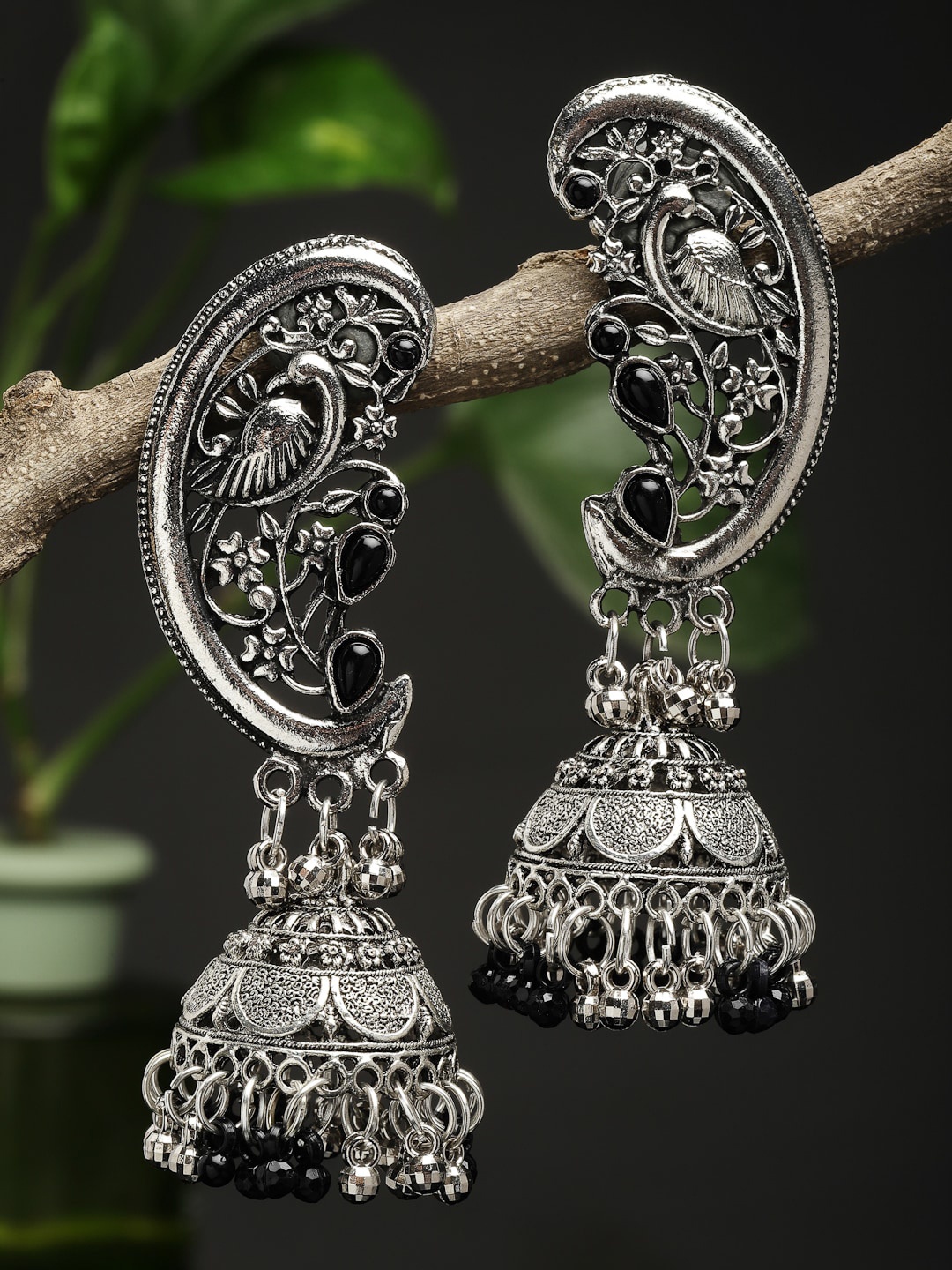 

CHUI MUI Silver-Plated Contemporary Jhumkas