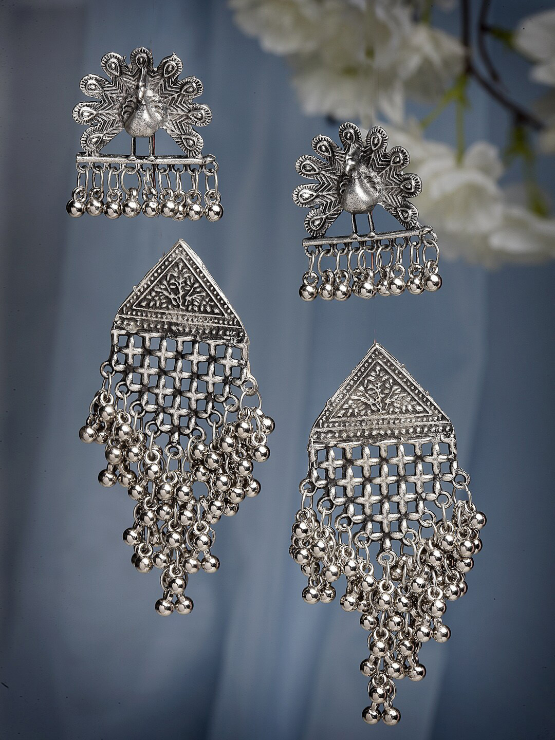 

CHUI MUI Set Of 2 Silver-Plated Contemporary Drop Earrings