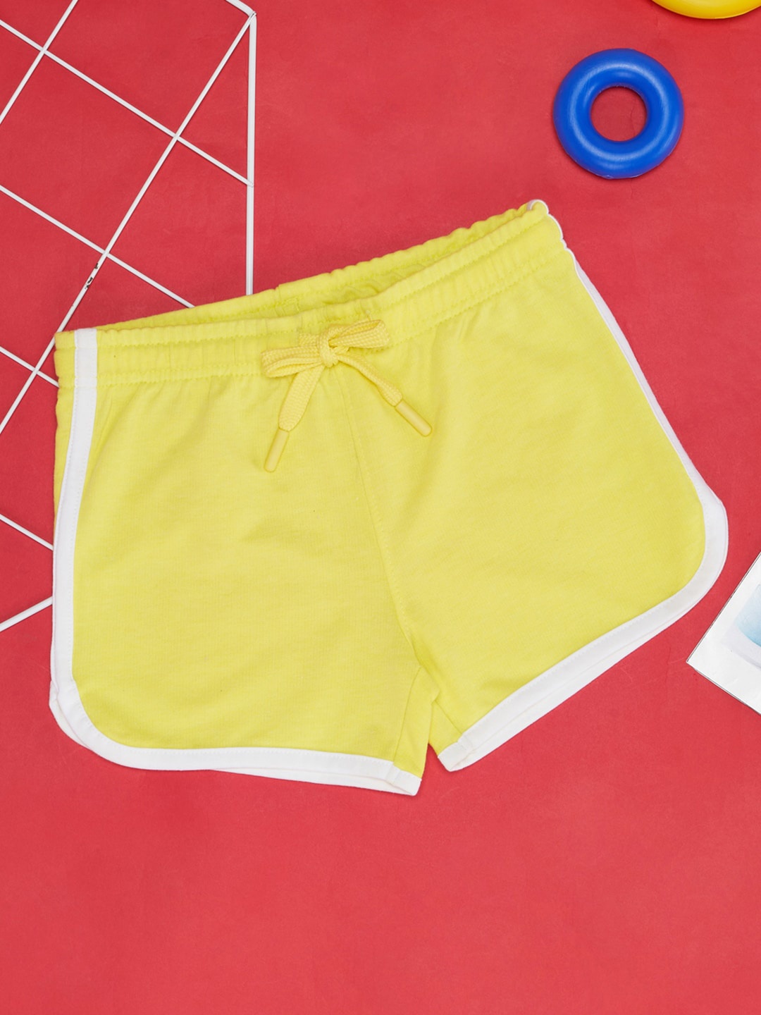 Pantaloons Junior Girls Mid-Rise Regular Shorts, Yellow