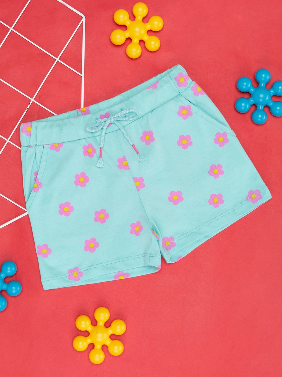 

Pantaloons Junior Girls Floral Printed Pure Cotton Shorts, Blue