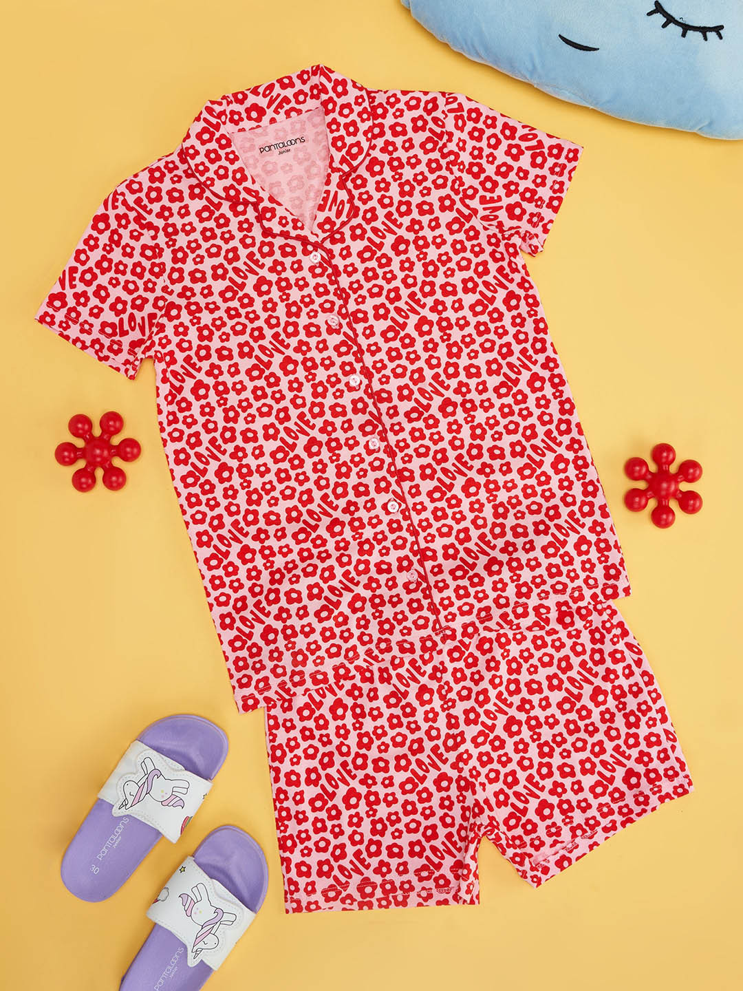 

Pantaloons Junior Girls Printed Pure Cotton Shirt With Shorts, Pink