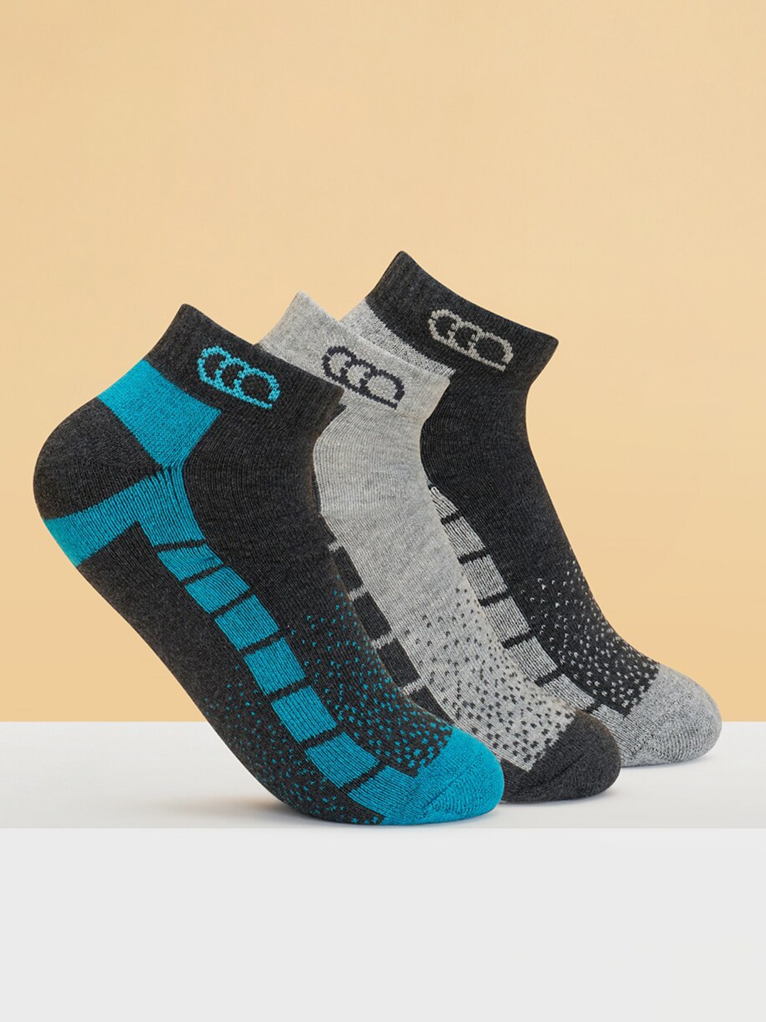 

Ajile by Pantaloons Men Pack Of 3 Colorblocked Ankle-Length Socks, Blue