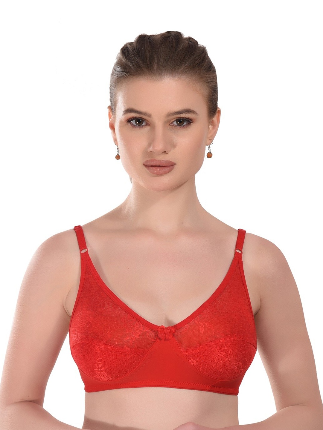 

new blue eyes Full Coverage Lightly Padded Everyday Bra With All Day Comfort, Red