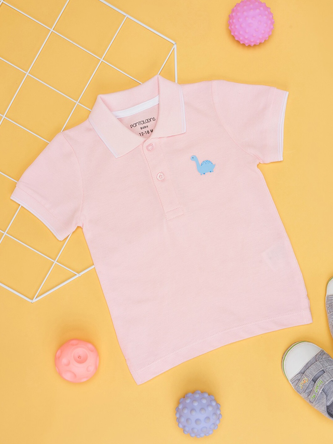 

Pantaloons Baby Infant Boys Polo Collar Pure Cotton T-shirt, Pink