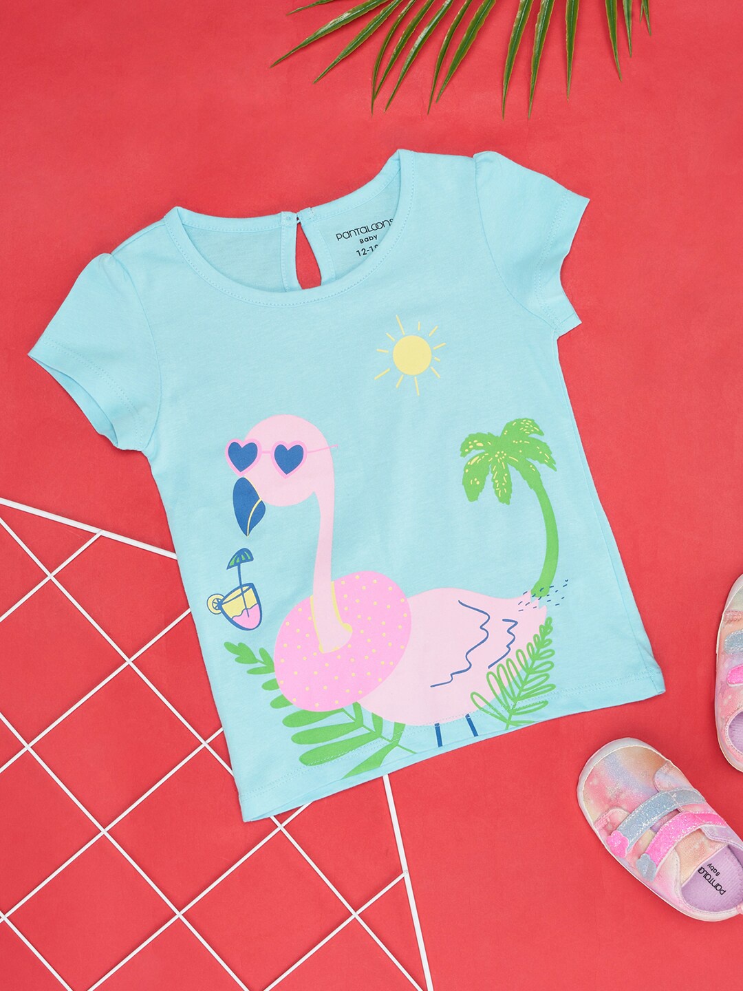 

Pantaloons Baby Infant Girls Graphic Printed Cotton T-shirt, Blue