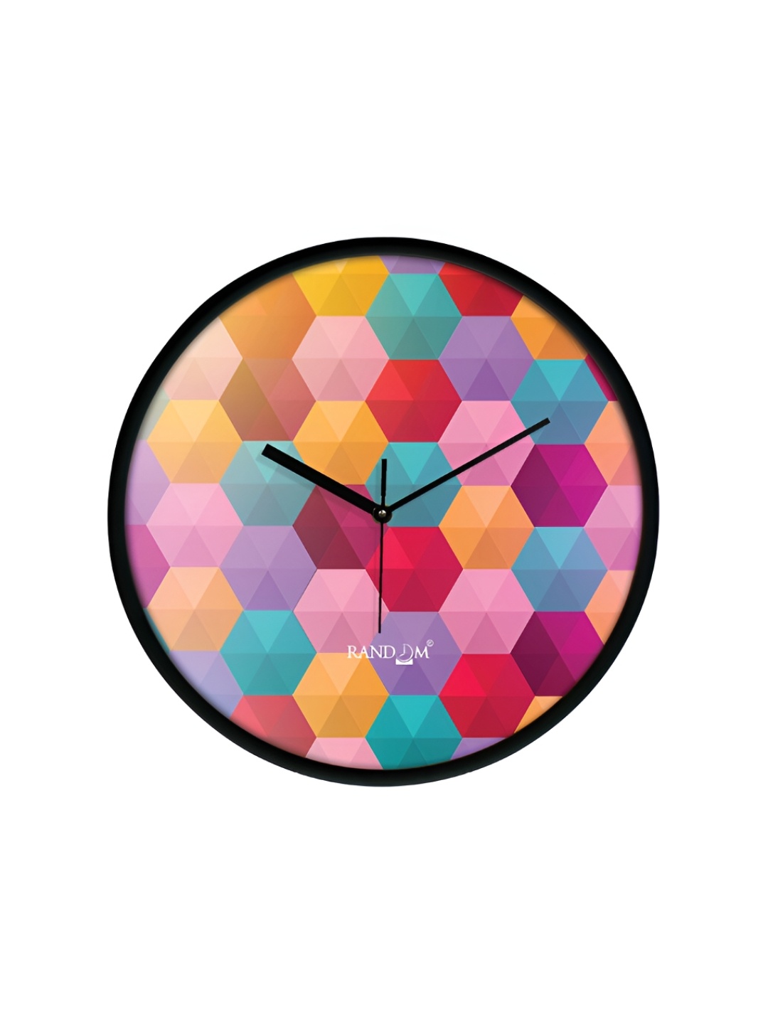 

RANDOM Black & Pink Printed Contemporary Round Wall Clock