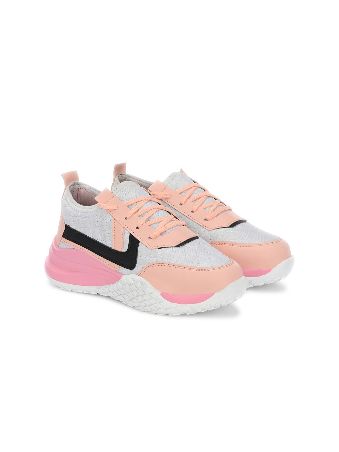 

Hundo P Women Colourblocked Round Toe Sneakers, Pink