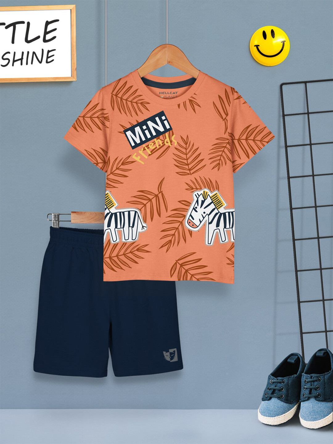

HELLCAT Boys Printed T-shirt with Shorts, Orange