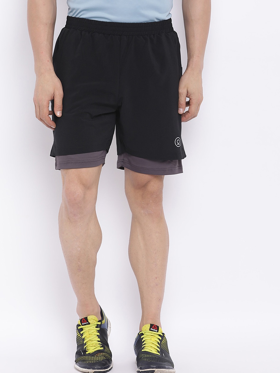 

CHKOKKO Men Mid-Rise Sports Shorts, Black
