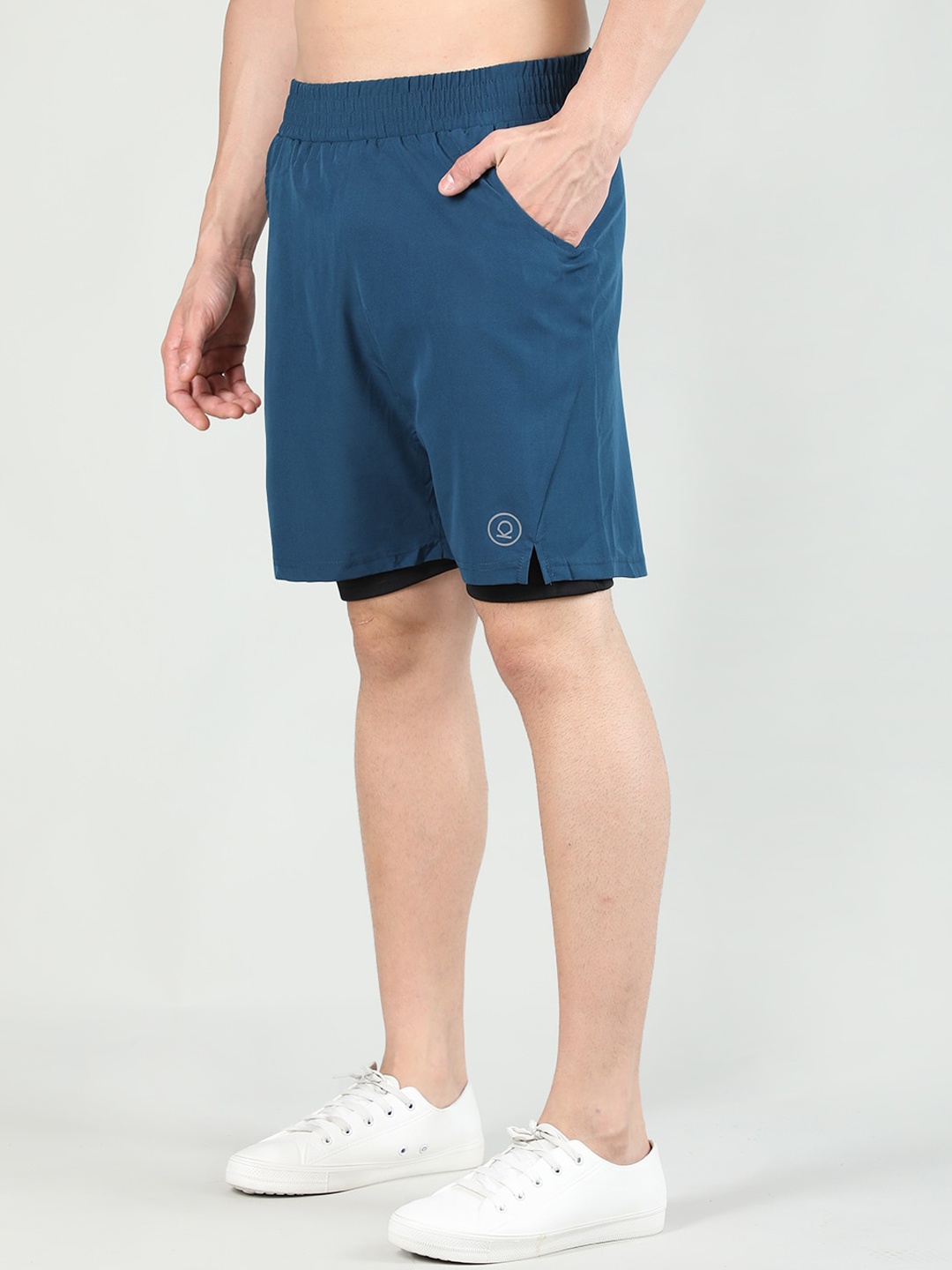 

CHKOKKO Mid-Rise Double Layered Running Sports Shorts, Black