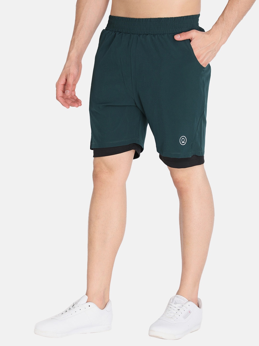 

CHKOKKO Men Mid-Rise Sports Shorts, Green