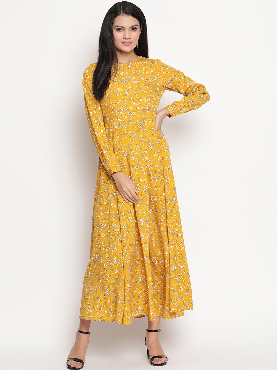 

HOUSE OF KKARMA Floral Print Crepe Maxi Dress, Yellow