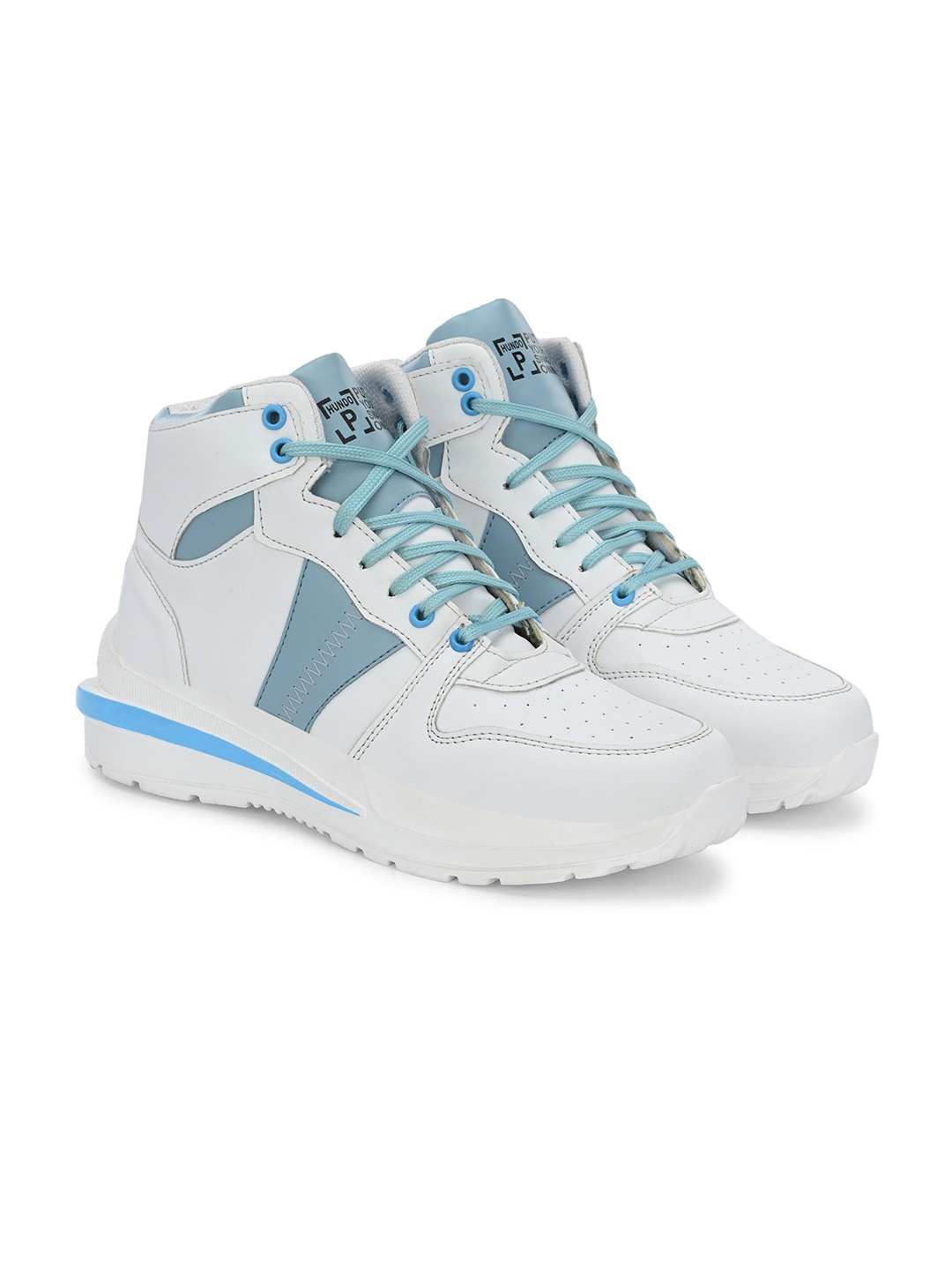 

Hundo P Men Round Toe Mid-Top Sneakers, White