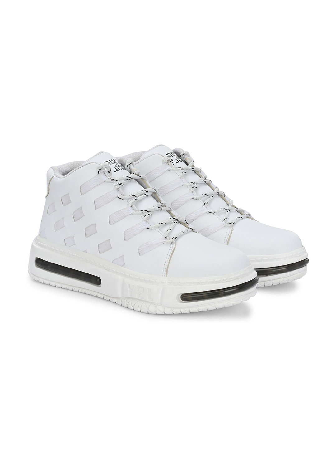 

Hundo P Men Round Toe Sneakers, White