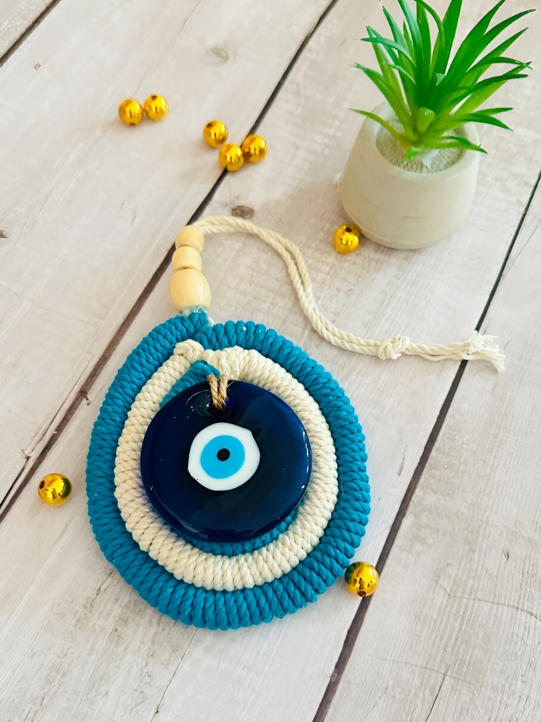 

Classy Tulip Blue & Cream Evil Eye Door Hanging Wall Decor