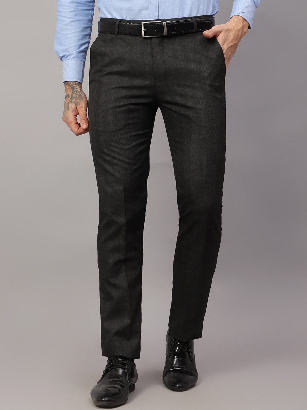 

Cantabil Men Mid-Rise Formal Trousers, Grey