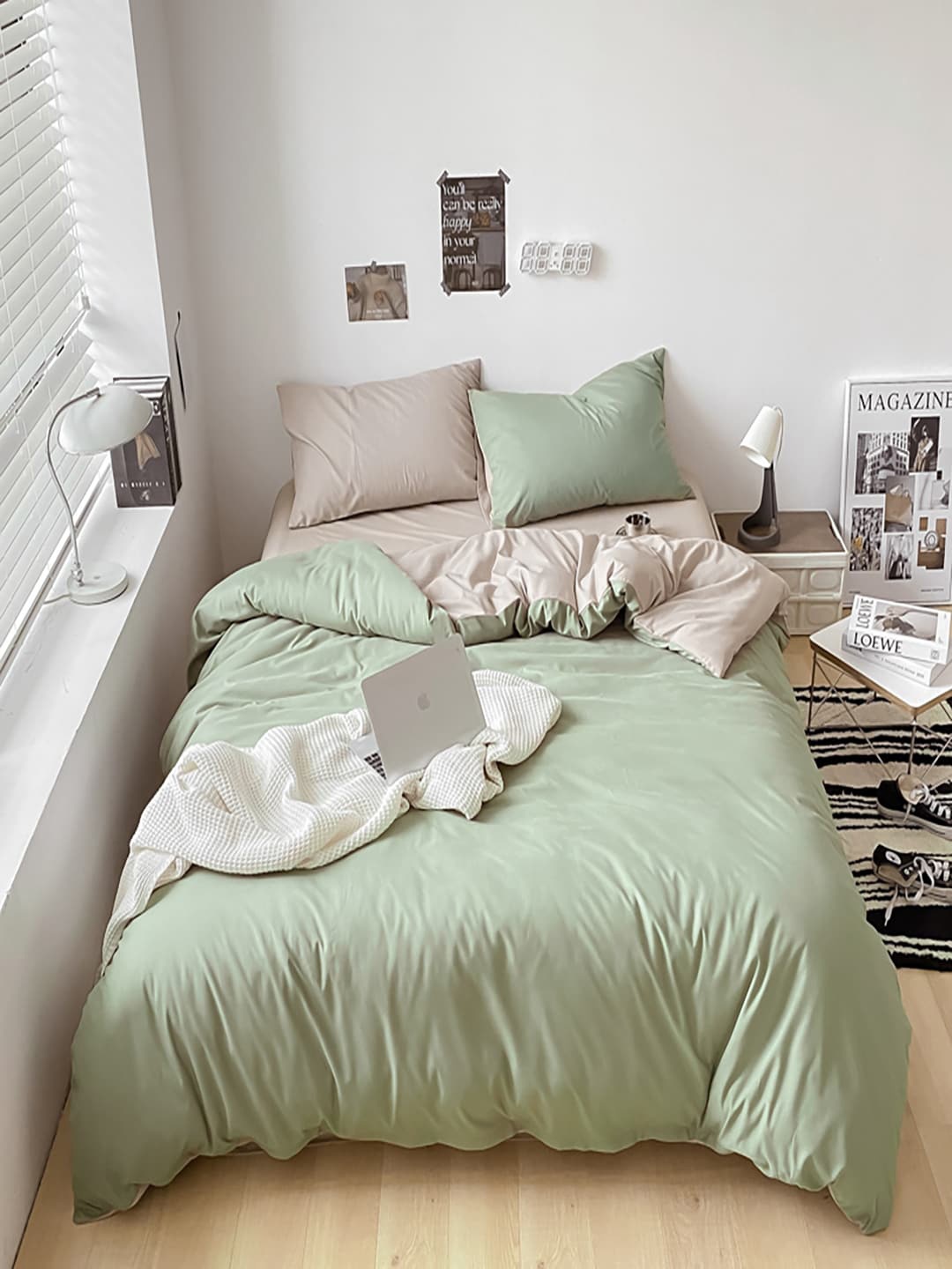 

JC HOME Green 4 Pieces Regular Double King Bedding Set, Khaki