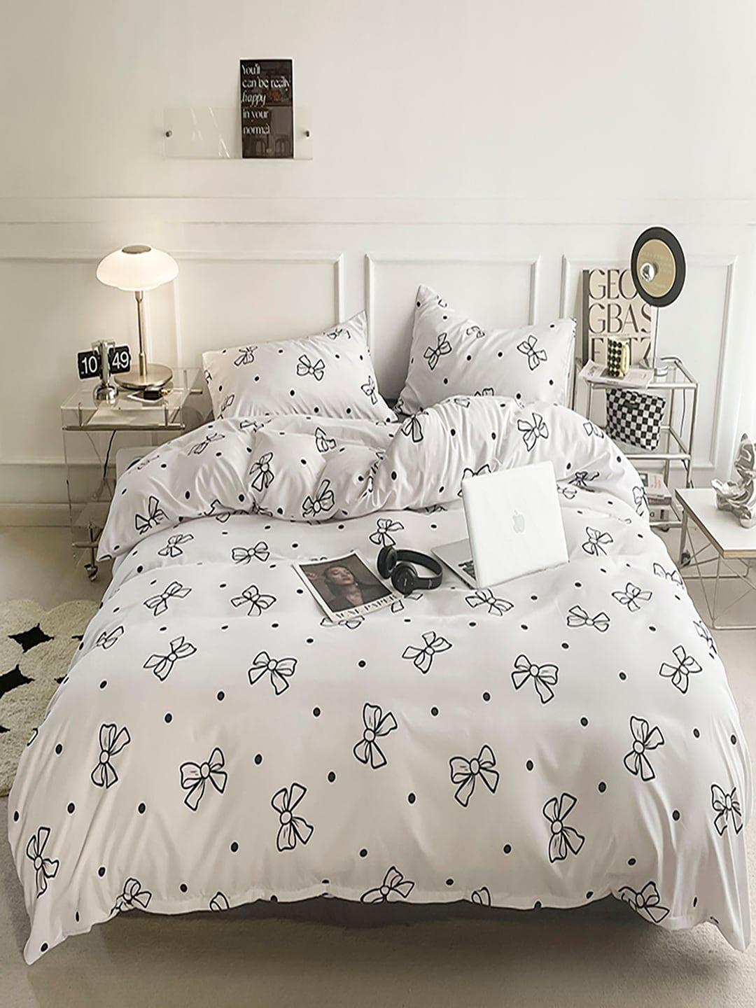 

JC HOME Grey 4 Pieces Double Extra Large Geometric Printed Bedding Set