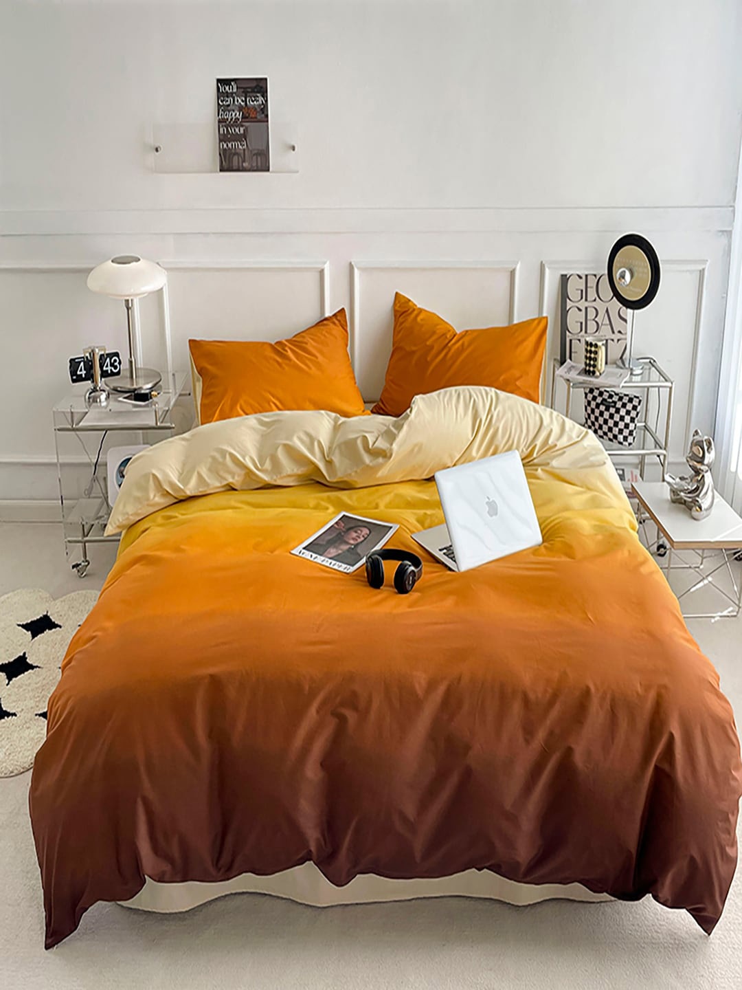 

JC HOME Yellow & Orange Regular AC Room Double Queen Bedding Set