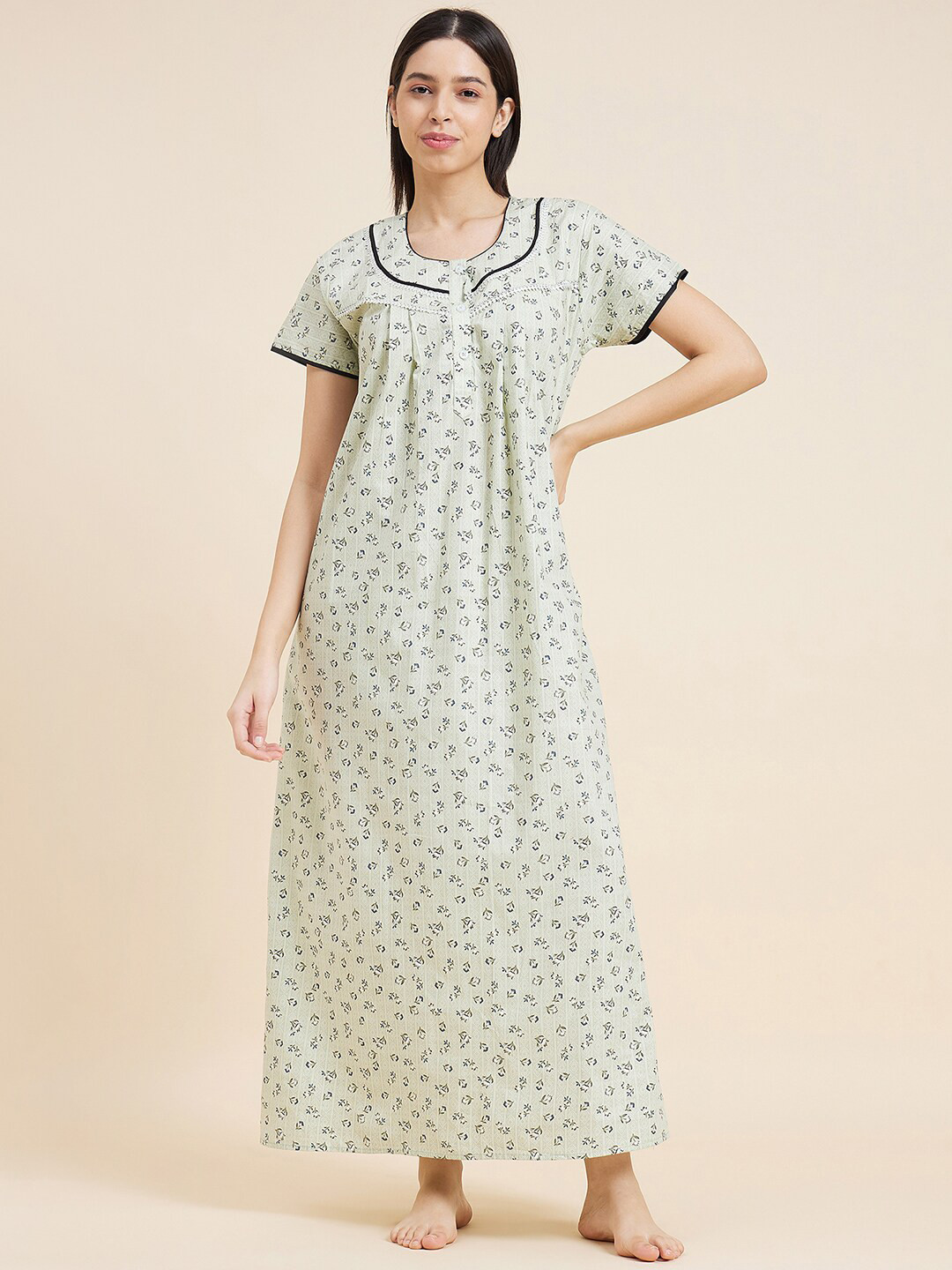 

Sweet Dreams Cream Coloured Floral Printed Maxi Nightdress
