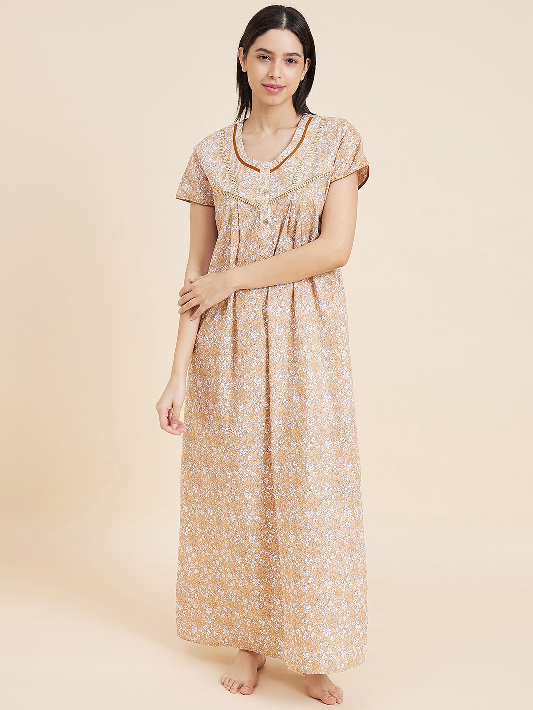 

Sweet Dreams Floral Printed Maxi Nightdress, Beige