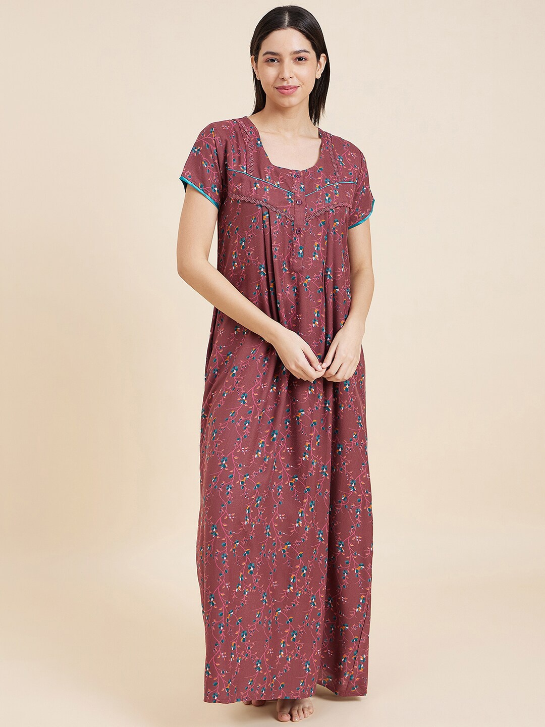 

Sweet Dreams Rose Floral Printed Maxi Nightdress