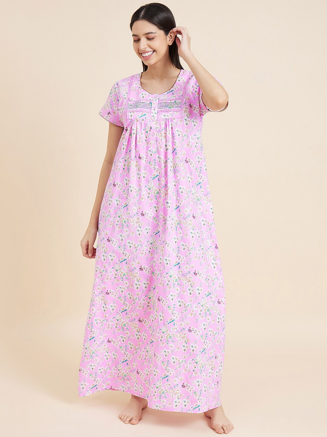 

Sweet Dreams Floral Printed Maxi Nightdress, Pink