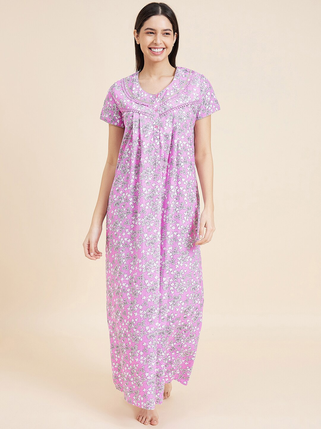

Sweet Dreams Pink Floral Printed Maxi Nightdress