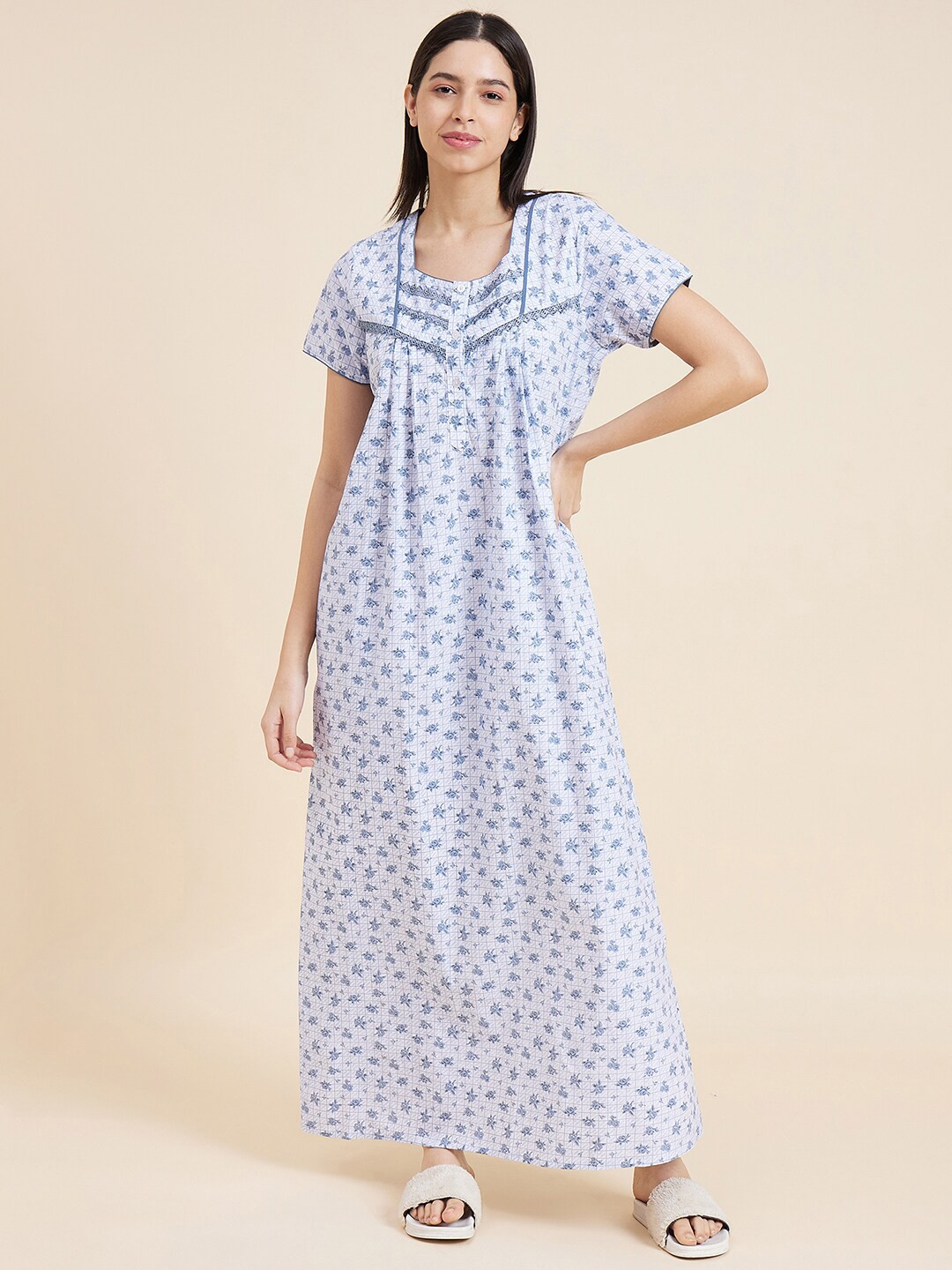 

Sweet Dreams Grey Floral Printed Maxi Nightdress