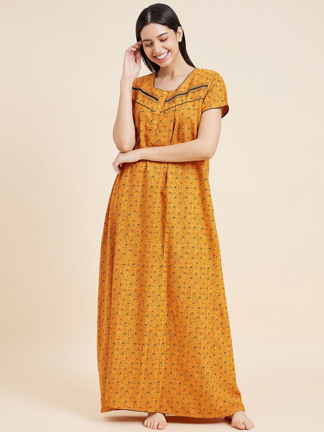 

Sweet Dreams Geometric Printed Maxi Nightdress, Orange