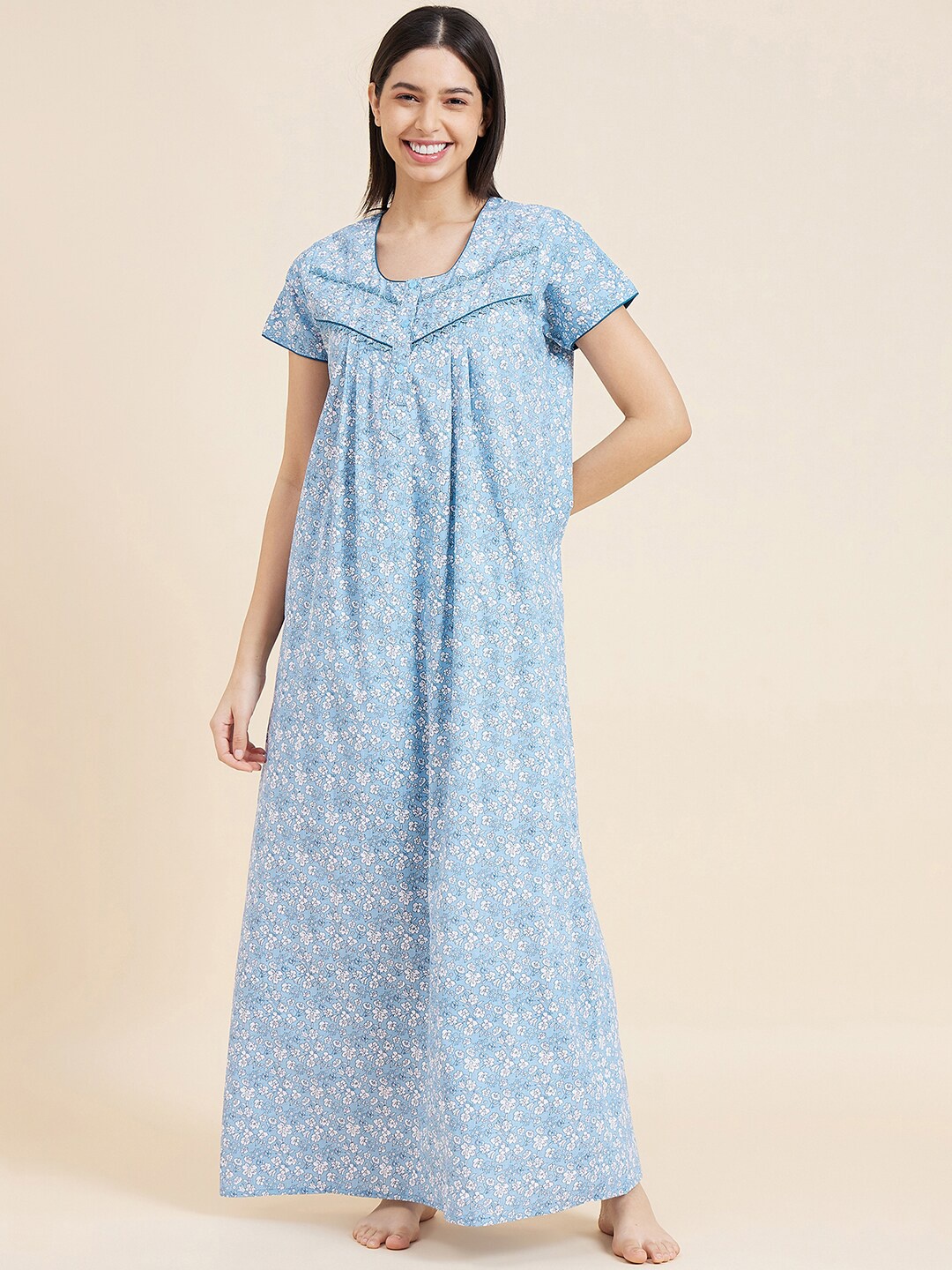 

Sweet Dreams Blue Floral Printed Maxi Nightdress