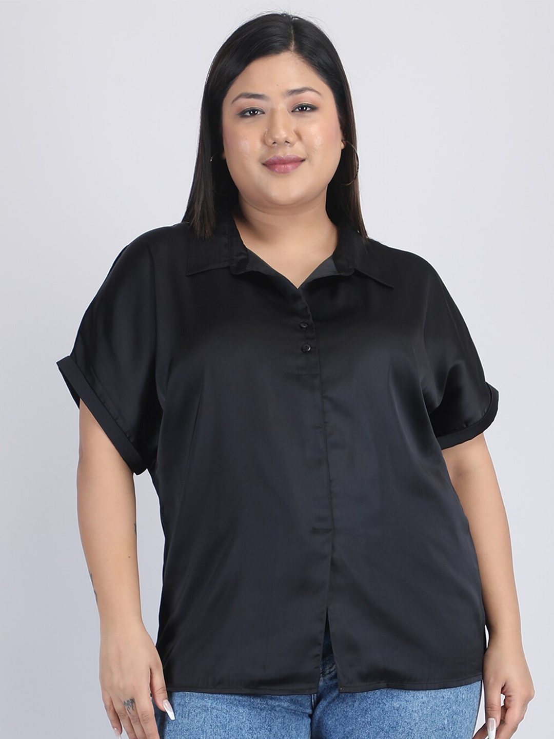 

SHAYE Plus Size Solid Comfort Casual Shirt, Black