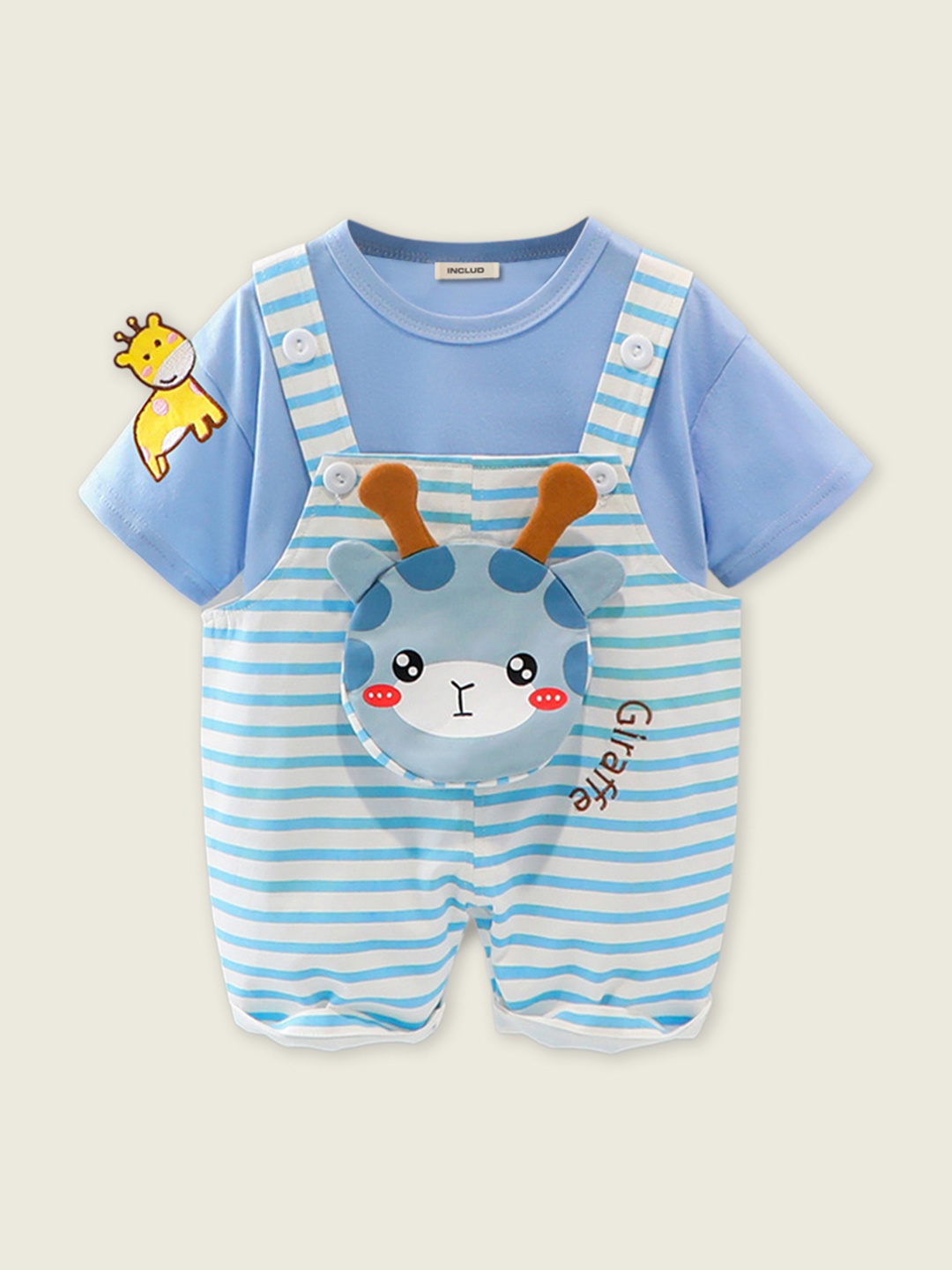 

INCLUD Boys Cotton T-shirt With Dungarees, Blue