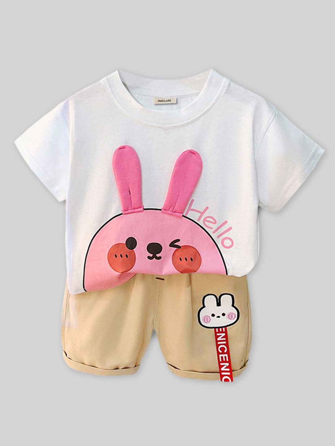 

INCLUD Boys Printed T-shirt With Shorts Clothing Set, White
