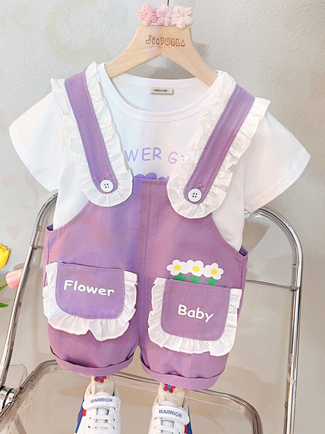 

INCLUD Printed Dungaree With T-Shirt, Purple