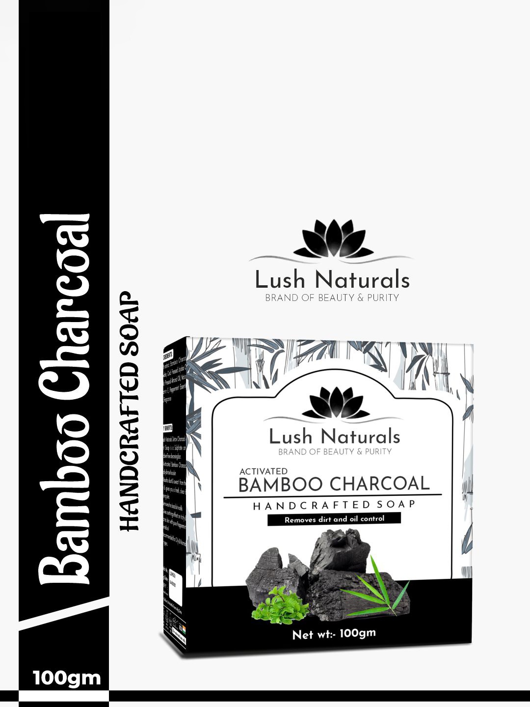 

Lush Naturals Set of 3 Activated Bamboo Charcoal Soap - 100g Each, Black