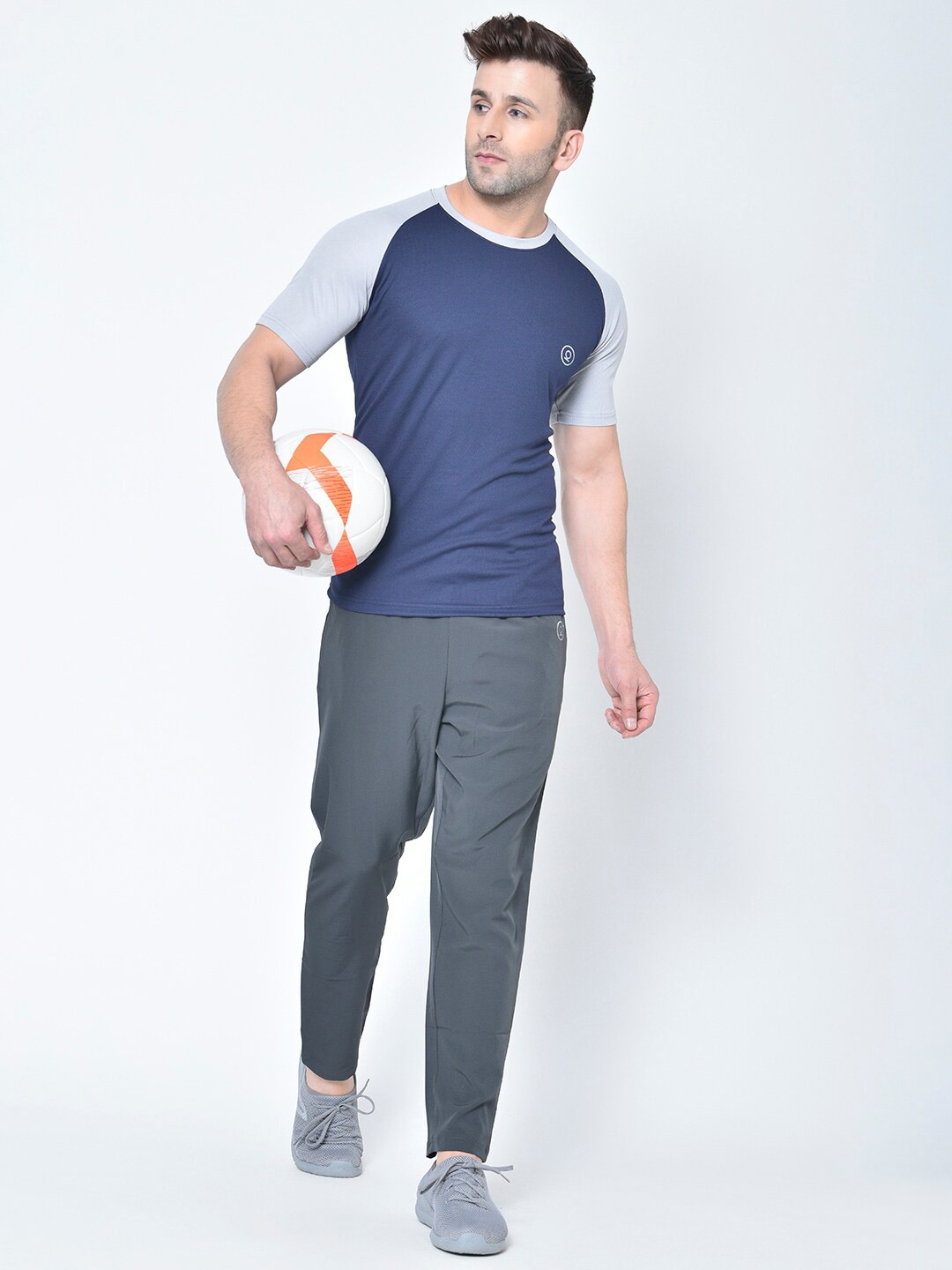

CHKOKKO Round Neck Raglan Sleeves Regular Fit T-shirt, Blue