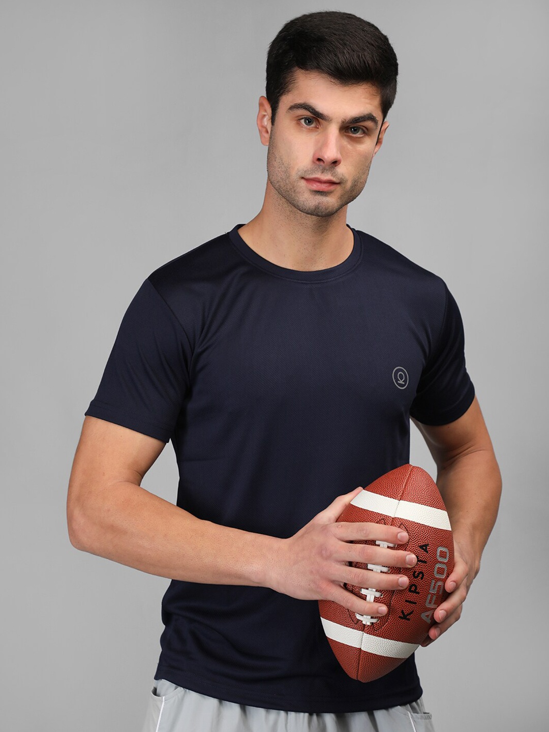 

CHKOKKO Round Neck Dry Fit T-shirt, Navy blue