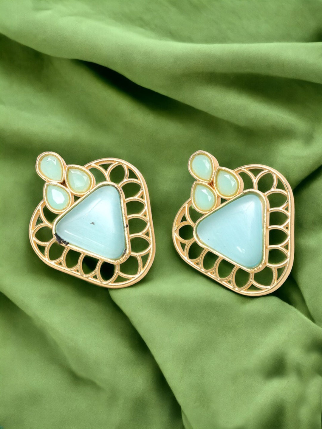 

Ozanoo Gold-Plated Floral Studs Earrings, Sea green