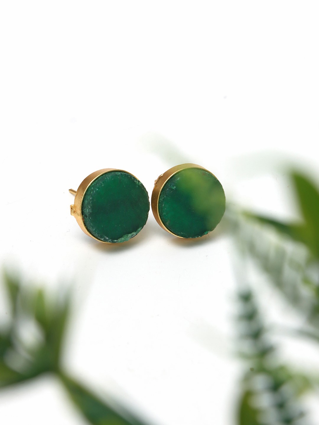

Ozanoo Gold-Plated Floral Studs Earrings, Green