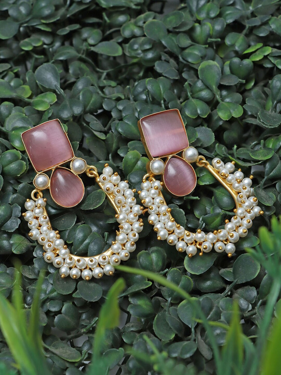 

Ozanoo Gold-Plated Floral Drop Earrings, Pink